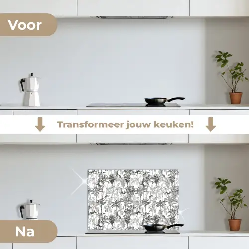 Aap - Oerwoud - Abstract - Grijs keuken achterwand spatscherm klein 900 -voor_na_NL
