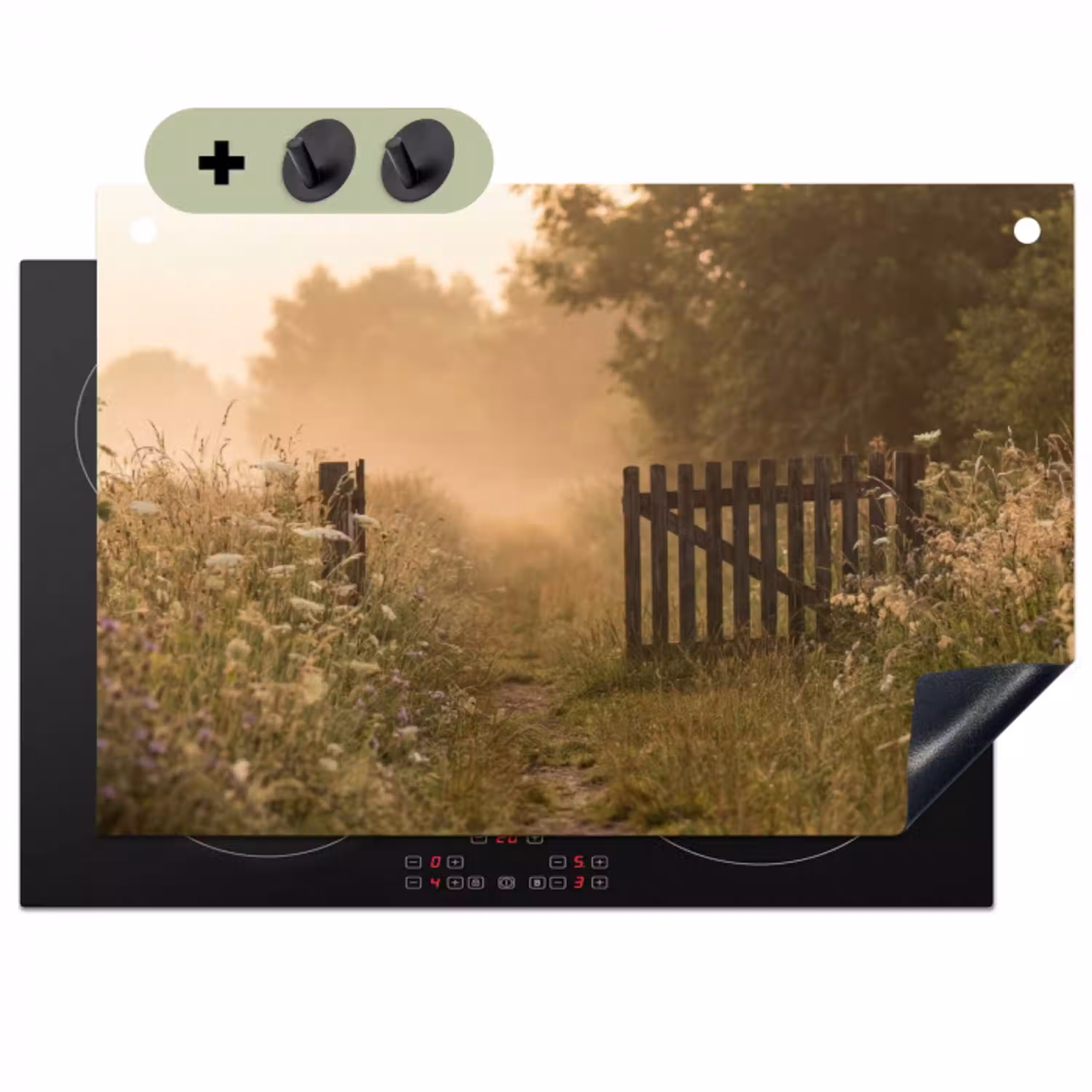 Hek - Natuur - Mist - Veld Inductie beschemer met haakjes klein -3d