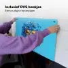 Vrouw - Bloem - Blauw - Modern - Bril - Portret Inductie beschemer met haakjes klein -ky-ophangen-nl