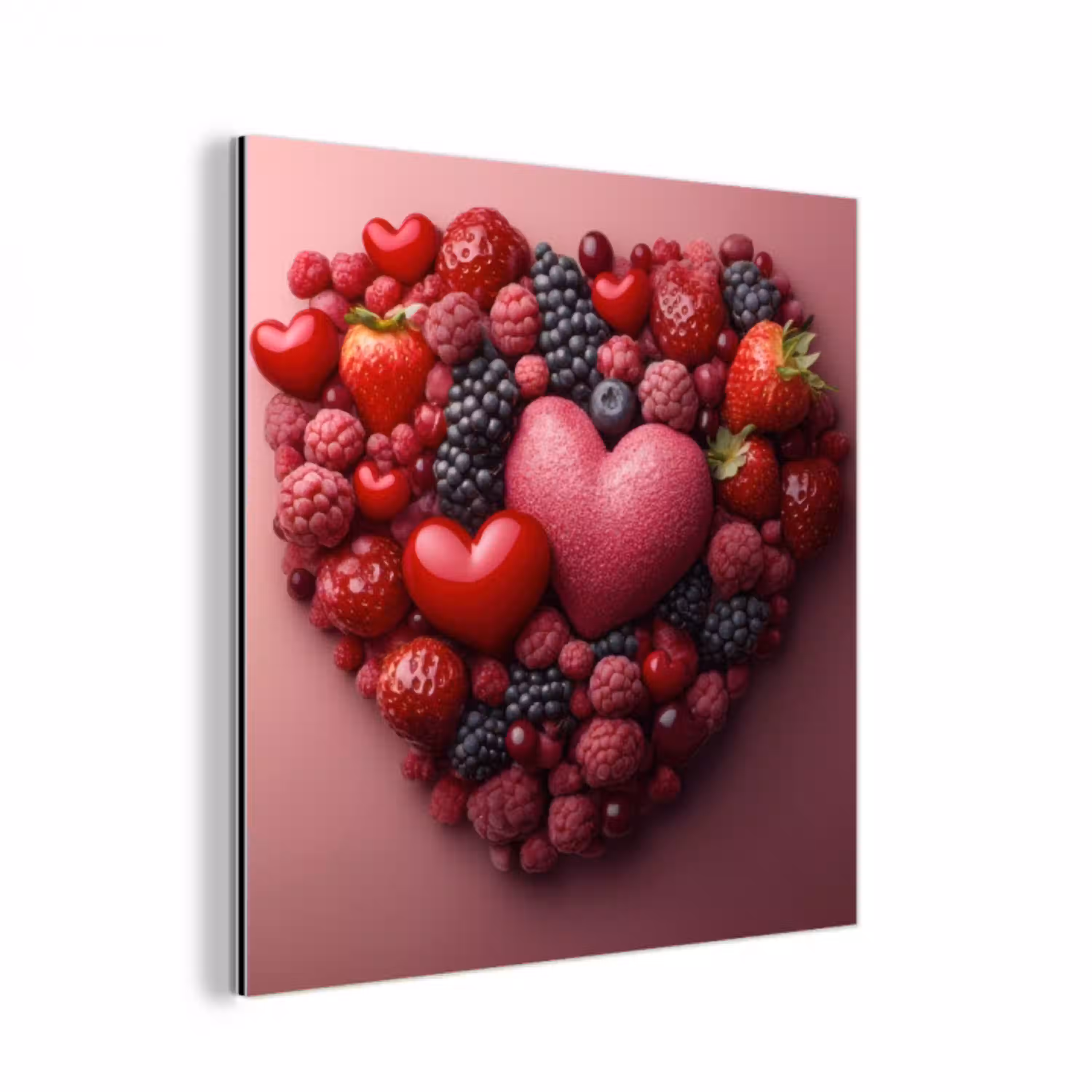 Fruit - Hartjes - Aardbeien - Frambozen - Bosbessen aluminium wit klein -3d