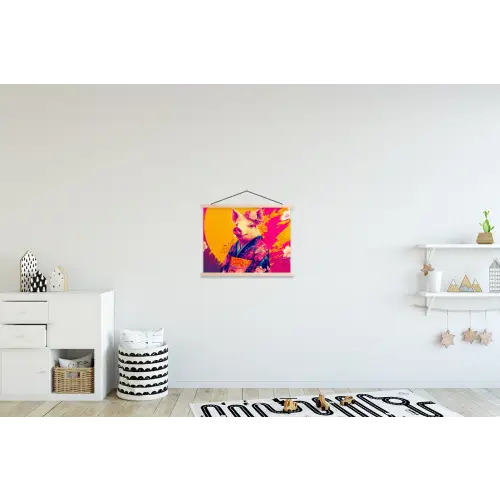 Varken - Bloemkroon - Kimono - Abstract textielposter latten blank klein -kinderkamer