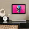 Neon - Blauw - Pop-art - Schedel fotolijst zwart zonder passe partout klein -sfeer1