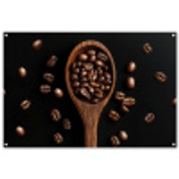 Hout - Zwart - Koffiebonen tuinposter los doek groot -3d