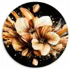 Bloemen - Goud - Graffiti - Zwart - Abstract Wandcirkel plexiglas klein -3d