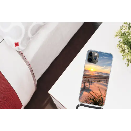 Strand - Zee - Duin - Zonsondergang - Landschap Hoesje iPhone 12 Pro met koord klein -kamer