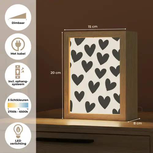 Hartjes - Zwart - Beige Light Box met kabel (Tafellamp) klein -USP_NL