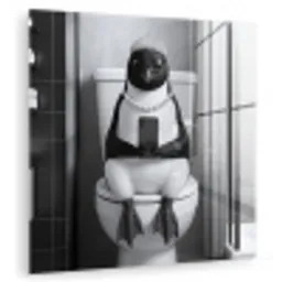 Pinguïn - Telefoon - Toilet - Zwart - Wit plexiglas 5mm klein -zzzproduct_nieuw