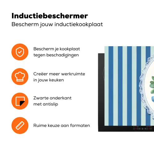 Illustratie - Bessen - Blauw - Strepen Inductie beschermer vinyl 3mm klein -zzzzzzz-td-ups