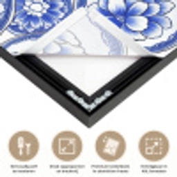 Cirkels - Bloemen - Blauw Textielframe zwart klein 947 -USP_feed_closeupNL