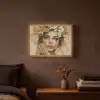 Vrouw - Bloemen  - Goud - Portret Light Box met batterij (Wandlamp) middel -sfeer4