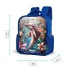 Dolfijn en vissen in onderwater bloemenwereld Kinderrugzak - Blauw middel -productfoto_formaten
