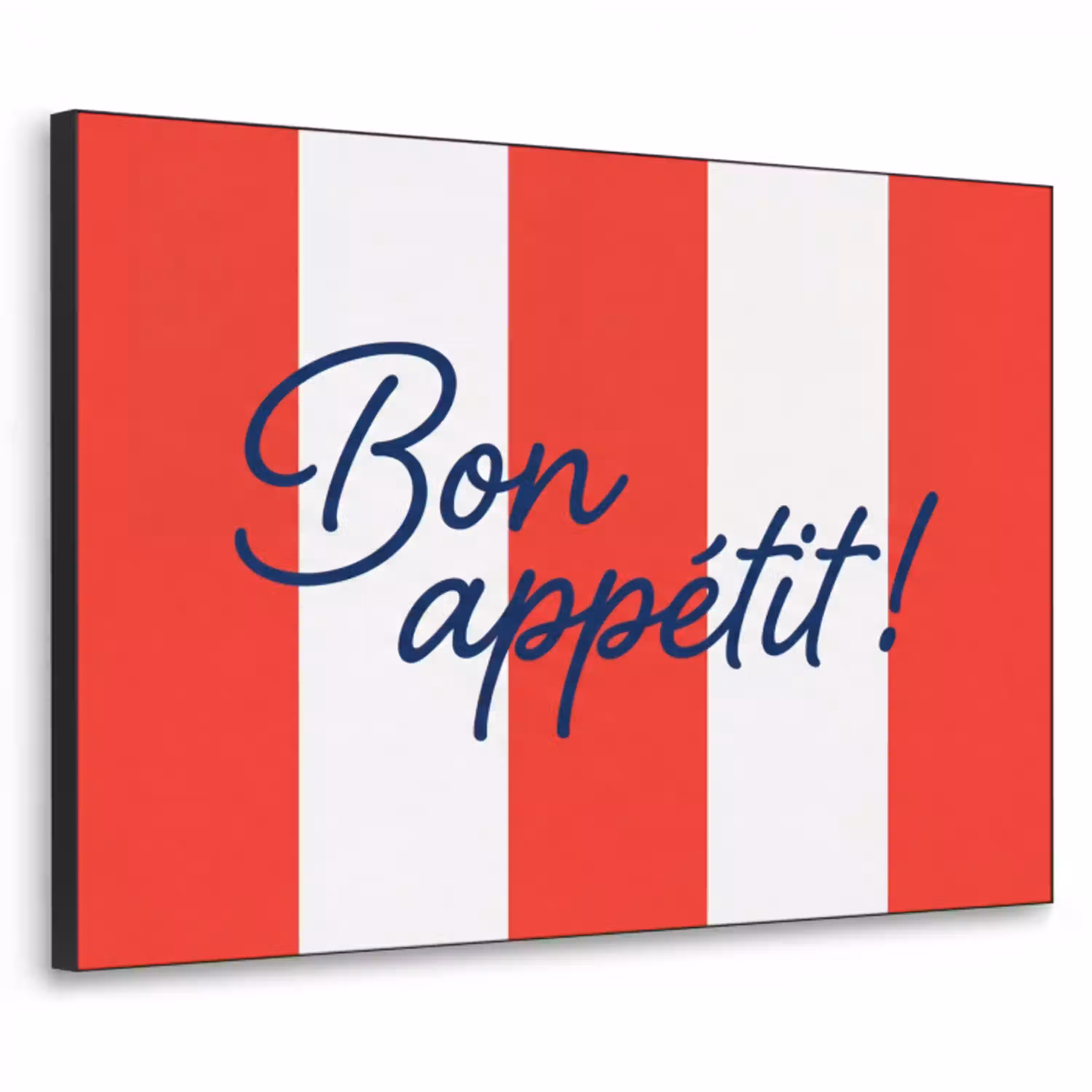 Eten - Spreuk - Keuken - Grafisch - Rood-Wit Textielframe zwart klein -3d