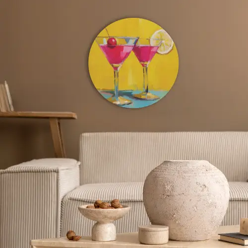 Glazen - Cocktail - Citroen - Kers Akoestische PET Vilt - Rond klein -sfeer1