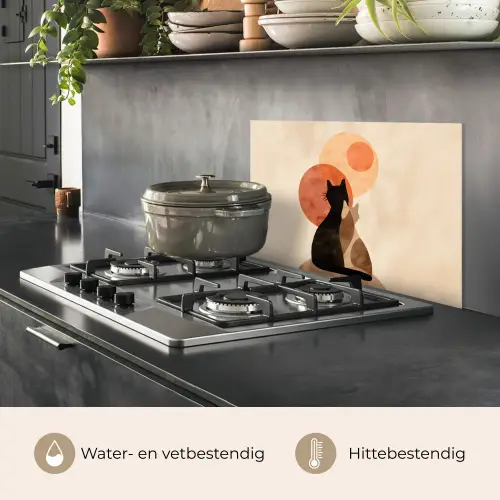 Katten - Zwart - Abstract - Cirkels keuken achterwand spatscherm klein -usp_NL