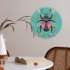 Kever - Bloemmotieven - Turquoise - Bladeren Akoestische PET Vilt - Rond klein -sfeer3