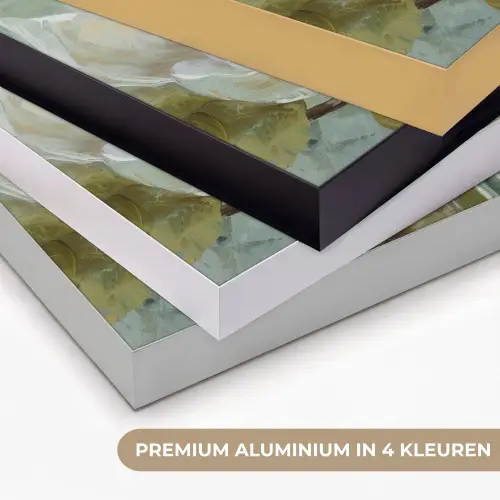 Boeddha - Groen - Lotusbloem - Wit Textielframe zwart klein -USP_kleurenNL