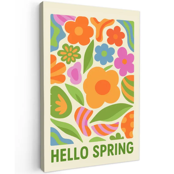 Illustratie - Bloemen - Quote - Kleurrijk canvas 2cm klein -z3d