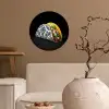 Taco - Vlees - Salade - Delftsblauw - Motief Wandcirkel behangsticker klein -sfeer1