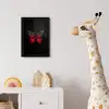 Vlinder - Rood - Contrast fotolijst zwart zonder passe partout klein -usfeer4_kinderkamer