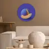Meloen - Blauw - Oranje - Kunstzinnig Akoestische PET Vilt - Rond klein -sfeer1