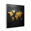 Wereldkaart - Goud - Steen aluminium wit klein -3d