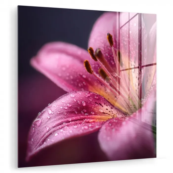 Roze - lelie - Dauwdruppels plexiglas 5mm klein -zzzproduct_nieuw