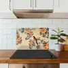 Vogel - Tak - Bloemen - Oranje keuken achterwand spatscherm klein -sfeer2