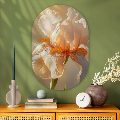 Close up - Oranje - Iris Wandcirkel Ovaal Glas middel -sfeer2