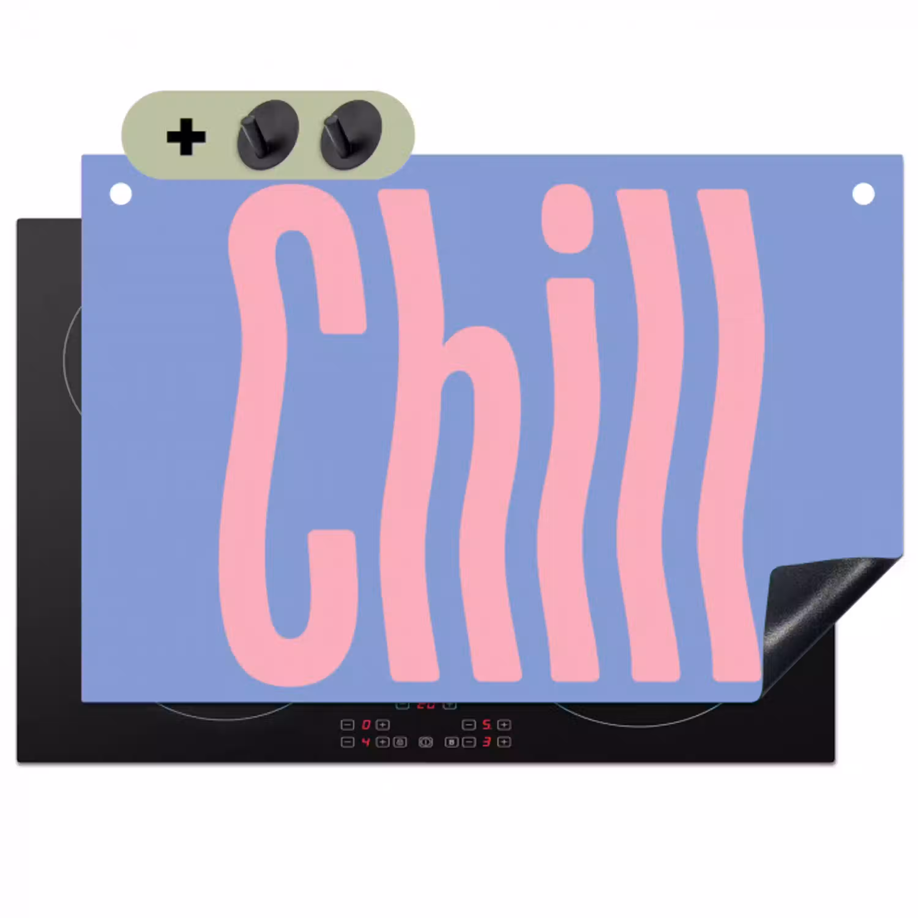 Chill - Roze - Blauw - Golvend Inductie beschemer met haakjes klein -3d