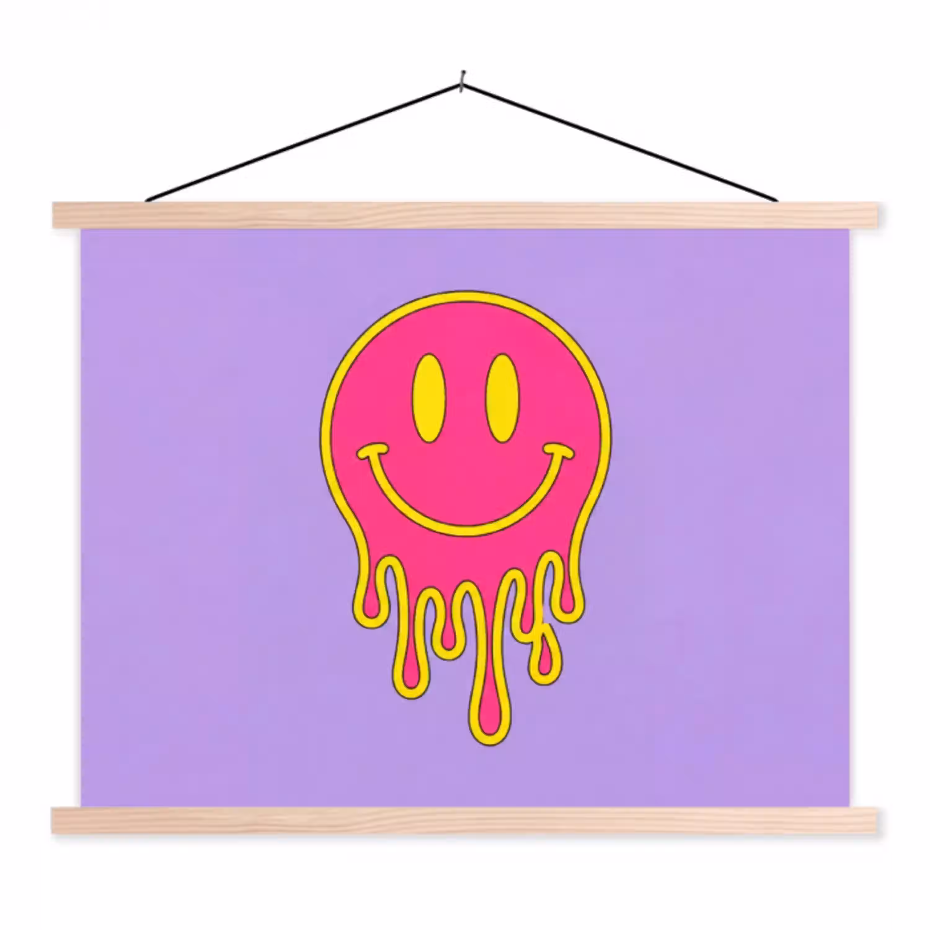 Smiley - Drip - Neon textielposter latten blank klein -3d