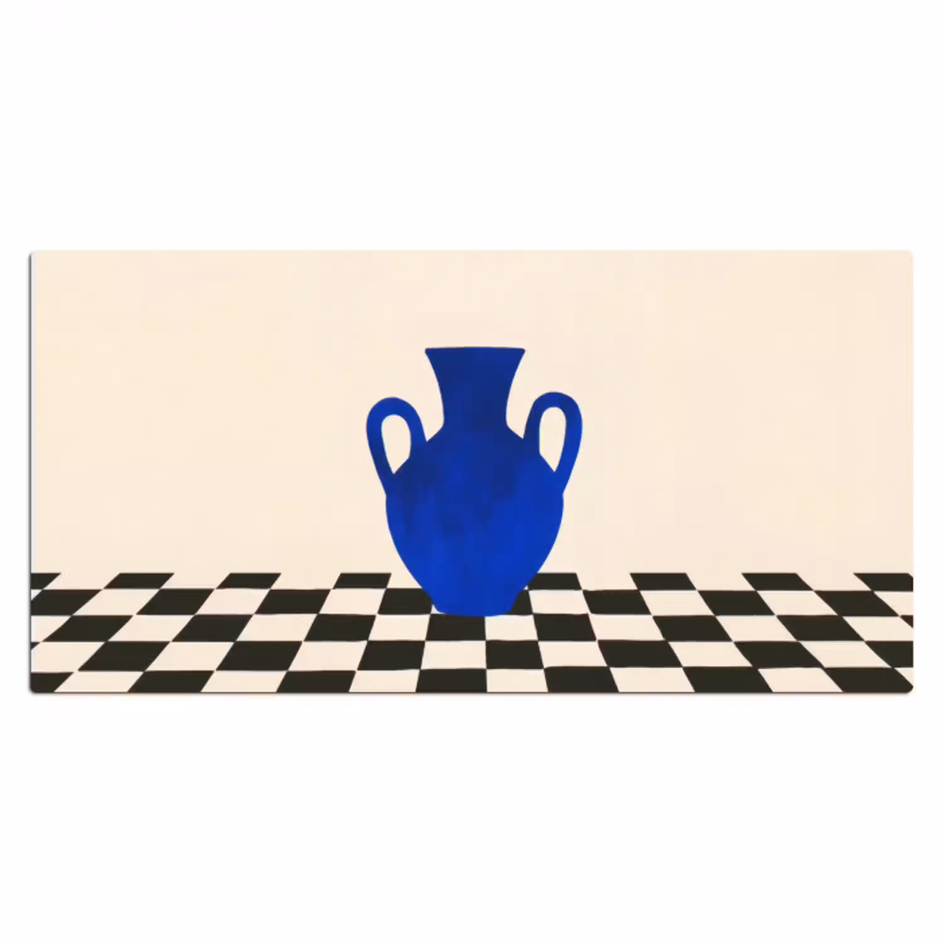 Vaas - Blauw - Geblokt - Modern Muismat XXL klein -3d_leeg