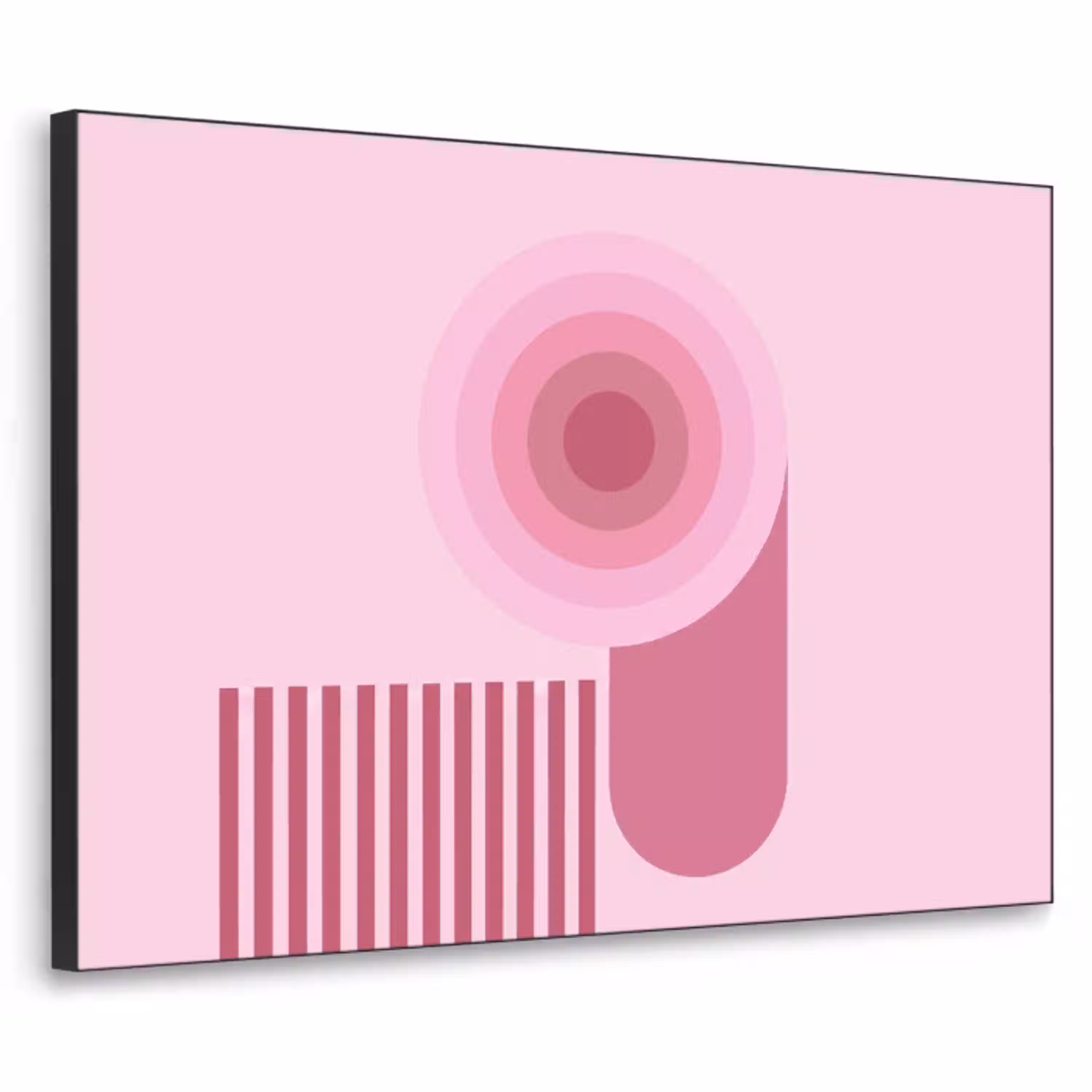 Abstract - Cirkels - Strepen - Modern - Roze Textielframe zwart klein -3d