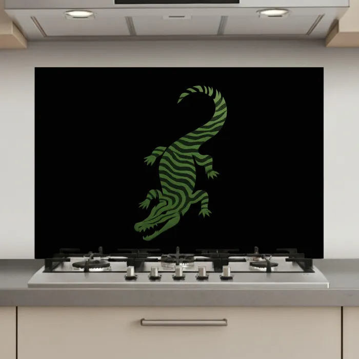 Krokodil - Groen - Tijgerachtig - Strepen keuken achterwand spatscherm klein -3d_website