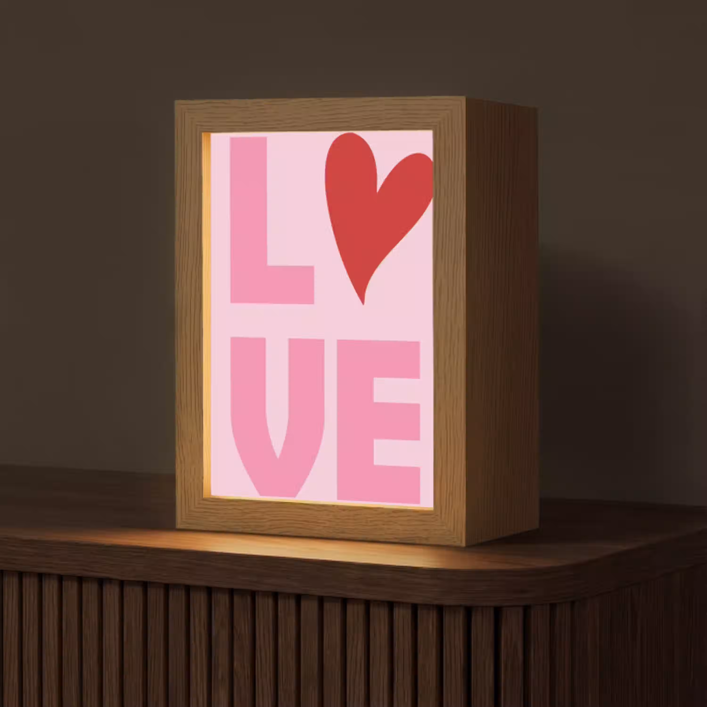 Love - Roze - Hart - Valentijn Light Box met kabel (Tafellamp) klein -z3d_website