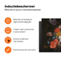 Stilleven met bloemen en een horloge - Schilderij van Abraham Mignon Inductie beschermer vinyl 3mm klein -zzzzzzz-td-ups