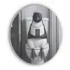 Pinguïn - Telefoon - Toilet - Zwart - Wit Akoestische PET Vilt - Rond klein -3d