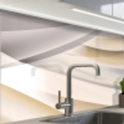 Golven - Abstract - Beige keuken achterwand 2 middel -zzzz3d_schuin