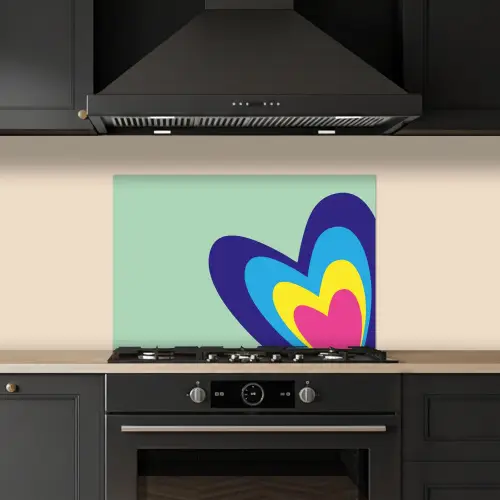 Hartjes - Kleurrijk - Valentijn keuken achterwand spatscherm klein -sfeer1