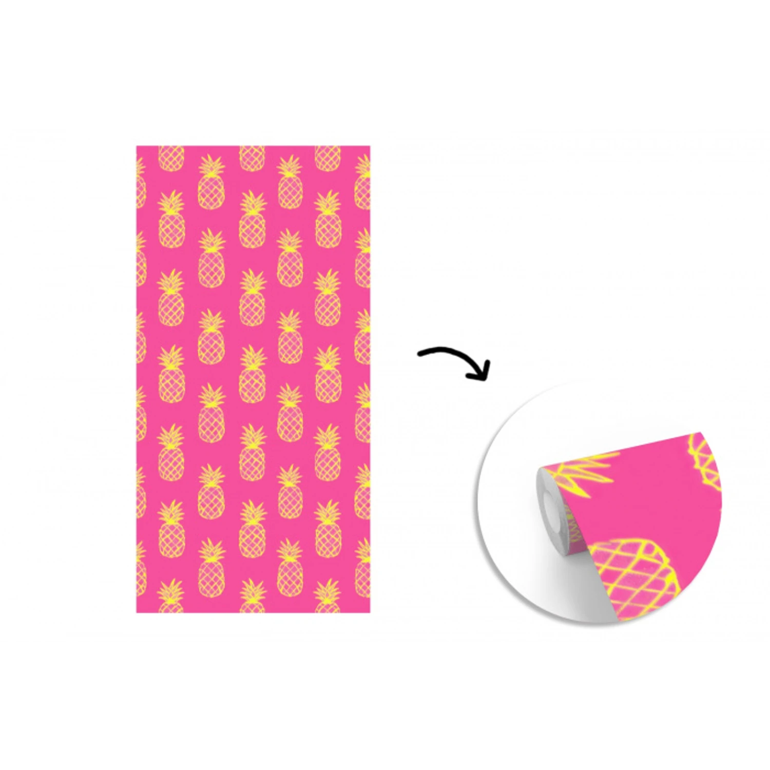 Ananas - Trendy - Roze fotobehang vinyl groot 64 -3d