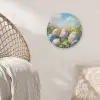 Grasveld - Eieren - Bloemen Akoestische PET Vilt - Rond klein -sfeer4