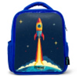 Planeet - Raket - Sterren - Donkerblauw Kinderrugzak - Blauw middel -3d