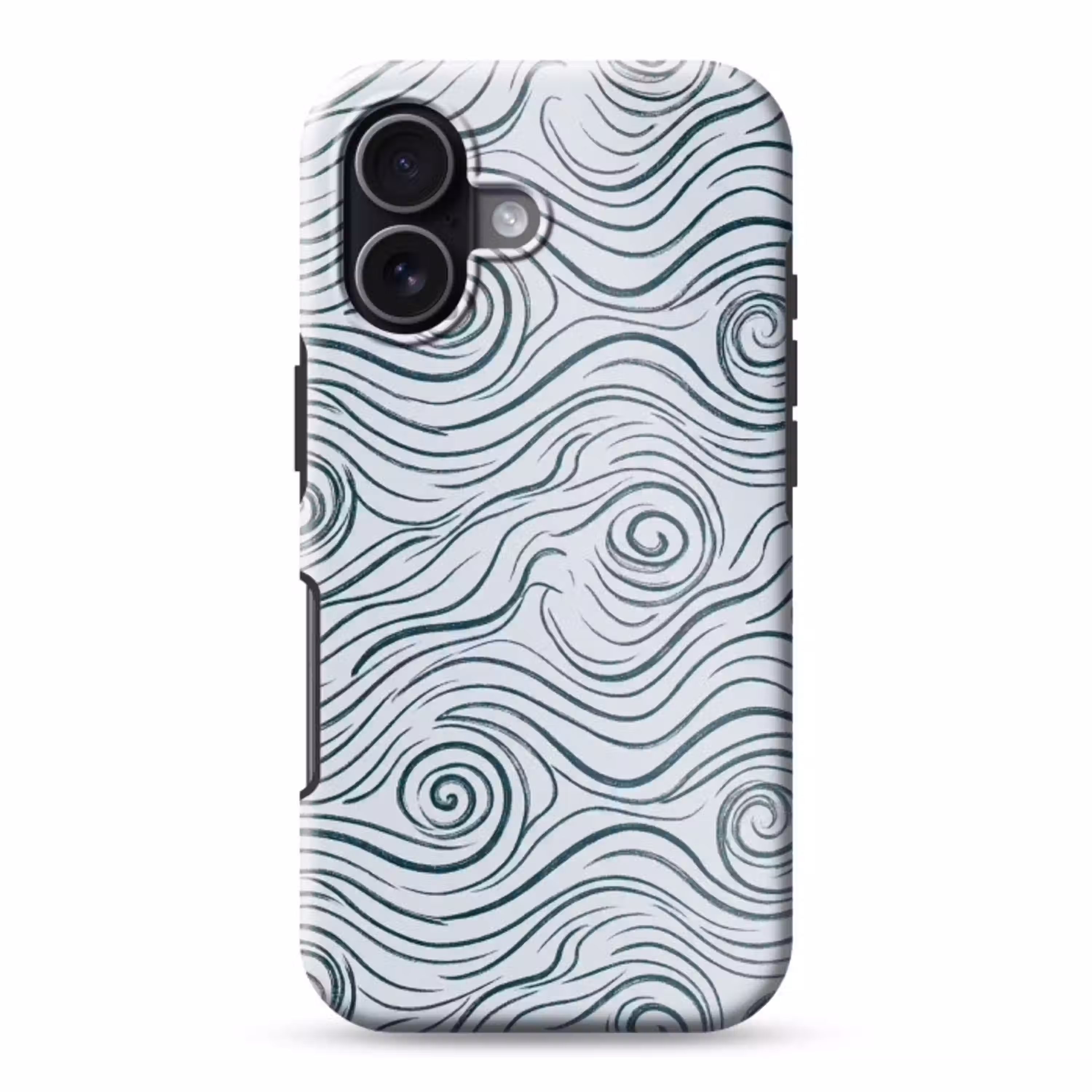 Patroon - Golven - Abstract - Modern - Blauw Toughcase MagSafe Apple iPhone 17 klein -3d