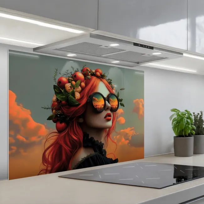 Fond de hotte - Femme - Couronne - Tomate - Bascilicum - Lunettes de soleil