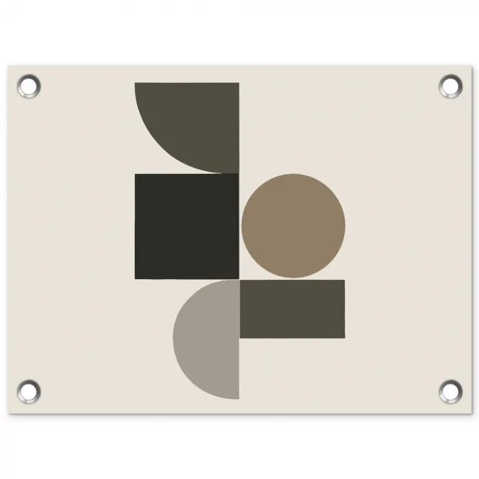 Aardetinten - Abstracte compositie - Eenvoudige vormen tuinposter los doek klein -3d