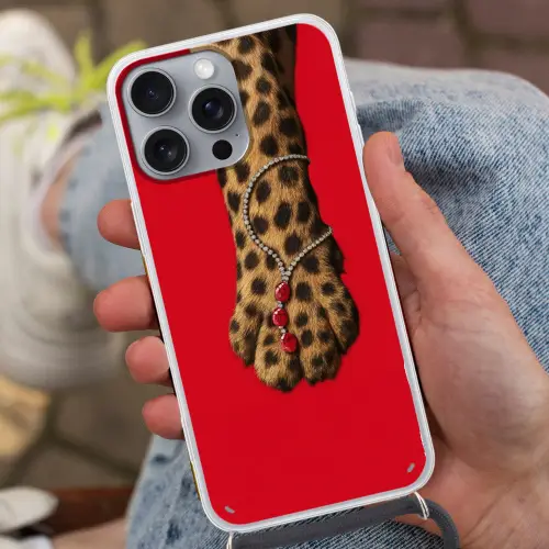 Poot - Luipaard - Ketting - Edelstenen Hoesje iPhone 16 Pro Max met koord klein -sfeer3