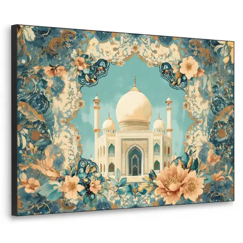 Taj Mahal - Ramadan - Bloemen - Islamitische Textielframe zwart klein -3d