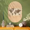 Wereldkaart - Beige - Bruin Wandcirkel Ovaal Glas middel -sfeer2