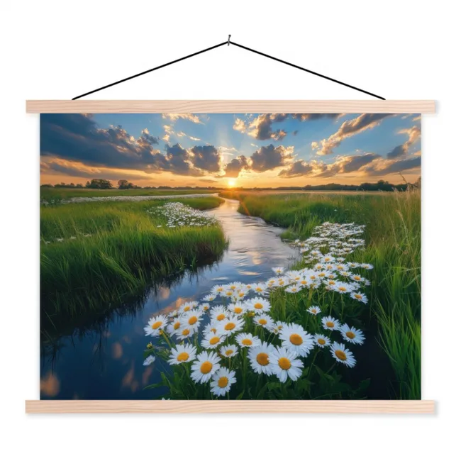 Beekje - Landschap - Margriet textielposter latten blank klein -3d