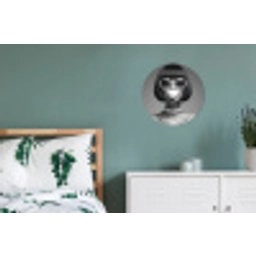Vrouw - Zwart Wit - Ketting - Zonnebril Wandcirkel aluminium klein -slaapkamer