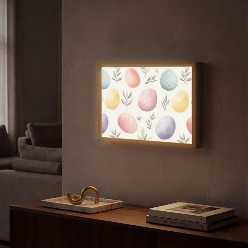 Eieren - Kleurrijk - Patroon Light Box met batterij (Wandlamp) middel -sfeer1